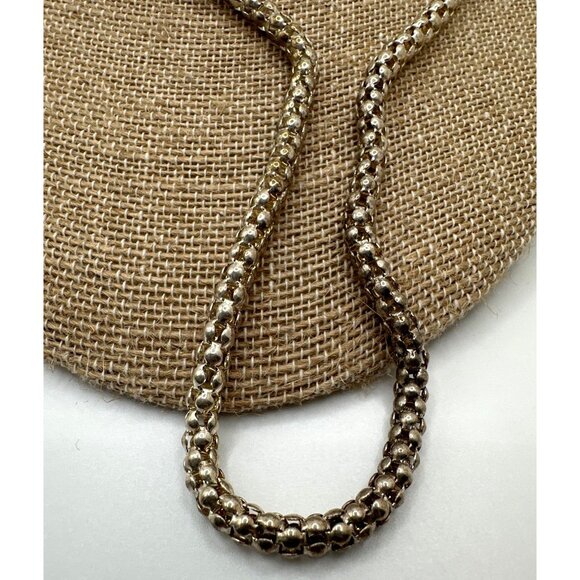 Vintage Retro Popcorn Rope Chain Necklace Silver Toned Magnetic Clasp - Picture 7 of 8